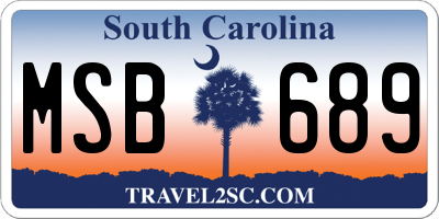 SC license plate MSB689