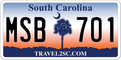 SC license plate MSB701