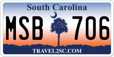 SC license plate MSB706