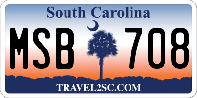SC license plate MSB708