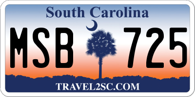 SC license plate MSB725