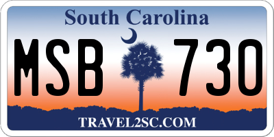 SC license plate MSB730