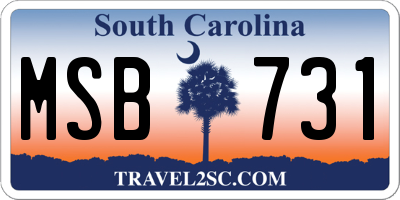 SC license plate MSB731