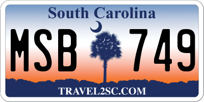 SC license plate MSB749