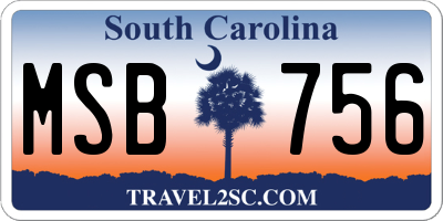 SC license plate MSB756