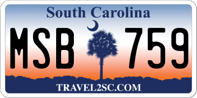 SC license plate MSB759