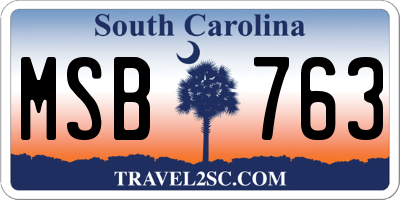 SC license plate MSB763