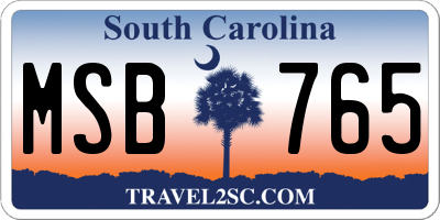 SC license plate MSB765