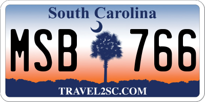 SC license plate MSB766