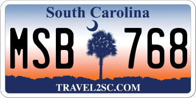 SC license plate MSB768