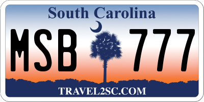 SC license plate MSB777