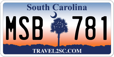 SC license plate MSB781