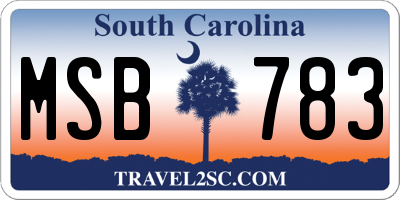 SC license plate MSB783