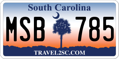 SC license plate MSB785