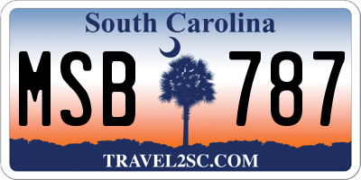 SC license plate MSB787