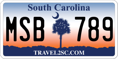 SC license plate MSB789