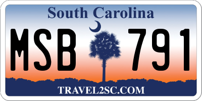 SC license plate MSB791