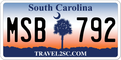 SC license plate MSB792