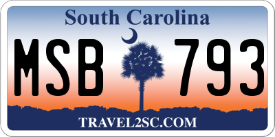 SC license plate MSB793
