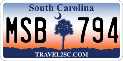 SC license plate MSB794