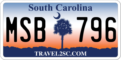 SC license plate MSB796