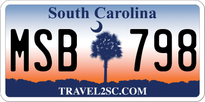 SC license plate MSB798