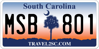 SC license plate MSB801