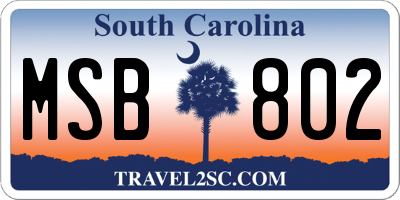 SC license plate MSB802