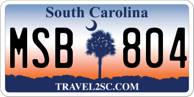 SC license plate MSB804