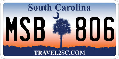 SC license plate MSB806