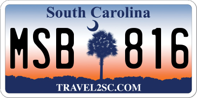 SC license plate MSB816