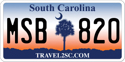 SC license plate MSB820