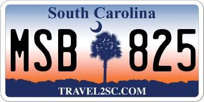 SC license plate MSB825