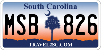 SC license plate MSB826