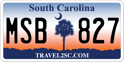 SC license plate MSB827