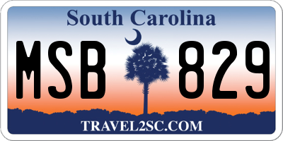 SC license plate MSB829