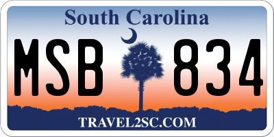 SC license plate MSB834