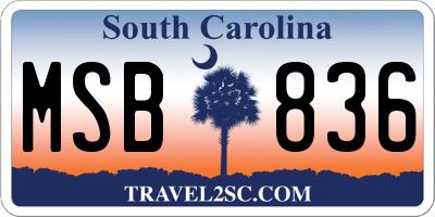 SC license plate MSB836