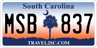 SC license plate MSB837