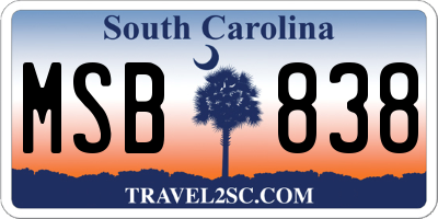 SC license plate MSB838