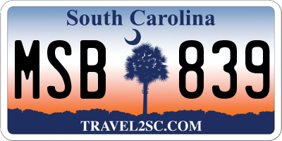 SC license plate MSB839