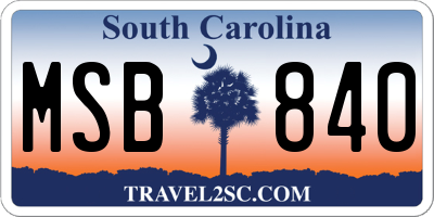 SC license plate MSB840