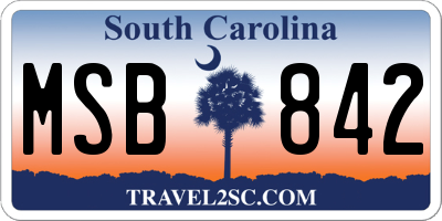 SC license plate MSB842