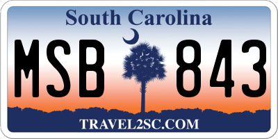 SC license plate MSB843