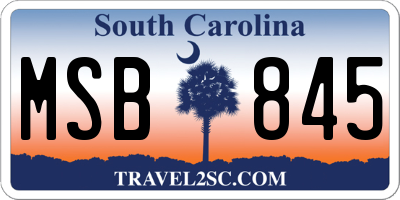 SC license plate MSB845