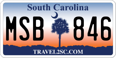 SC license plate MSB846