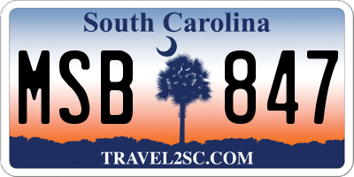 SC license plate MSB847