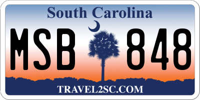 SC license plate MSB848