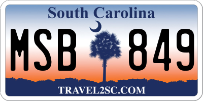 SC license plate MSB849