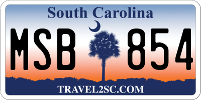 SC license plate MSB854